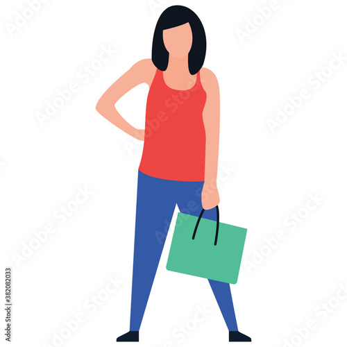 
Shopping girl flat icon design, leisure time 
