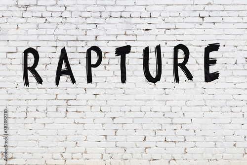 Quadro su tela Inscription rapture painted on white brick wall