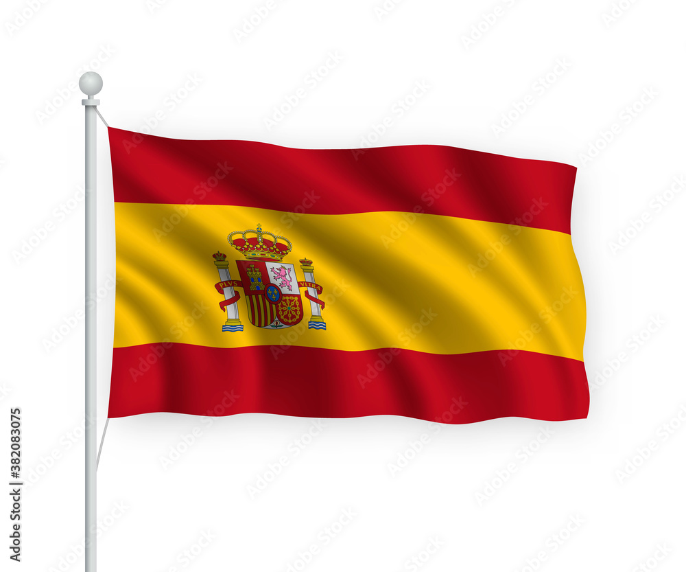 3d waving flag Spain Isolated on white background. 3d waving flag Spain Isolated on white background.