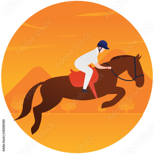  Horse ready to make equestrian jumping icon 