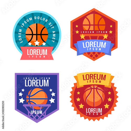 Basketball comand emblem. Illustration in flat style. Vector