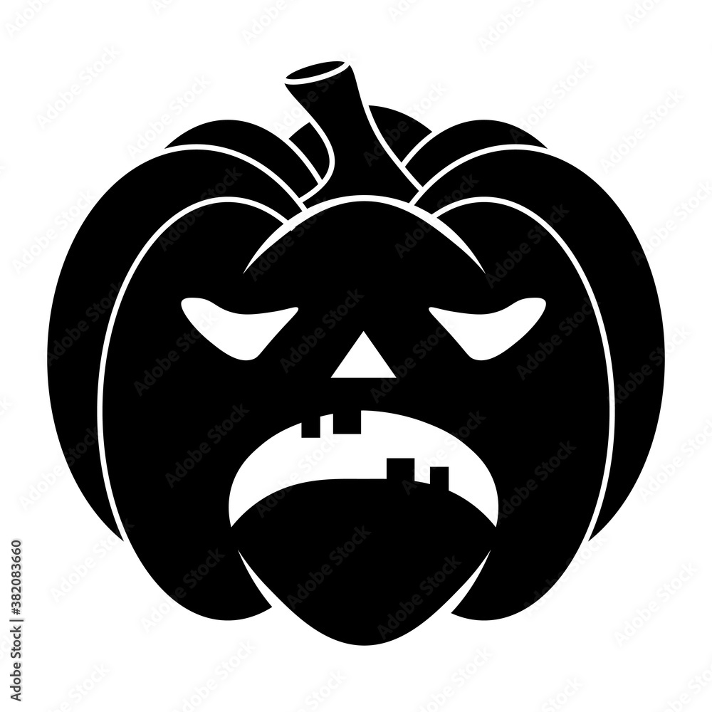 Simple Halloween scary pumpkin with funny face in flat style Simple Halloween scary pumpkin with funny face in flat style