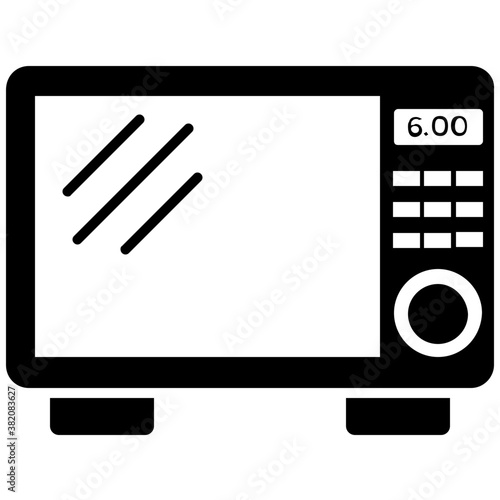 
A microwave oven for heating frozen food stuff 
