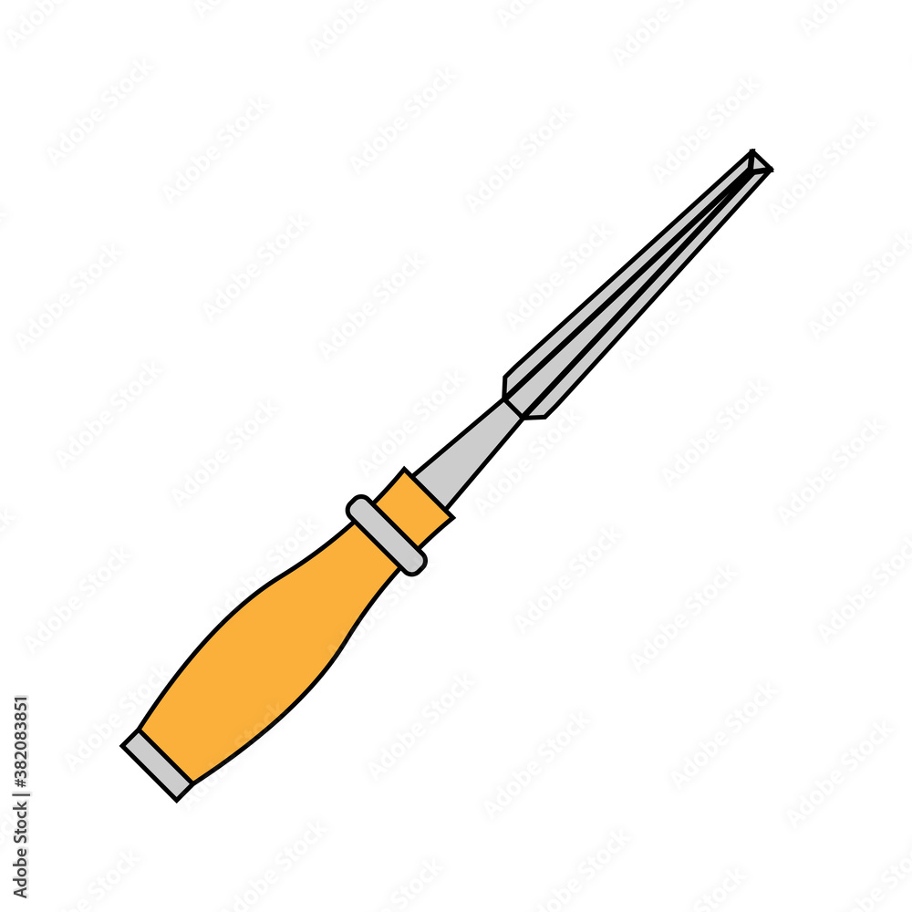 Obraz premium Simple illustration of chisel Concept of work tools for design