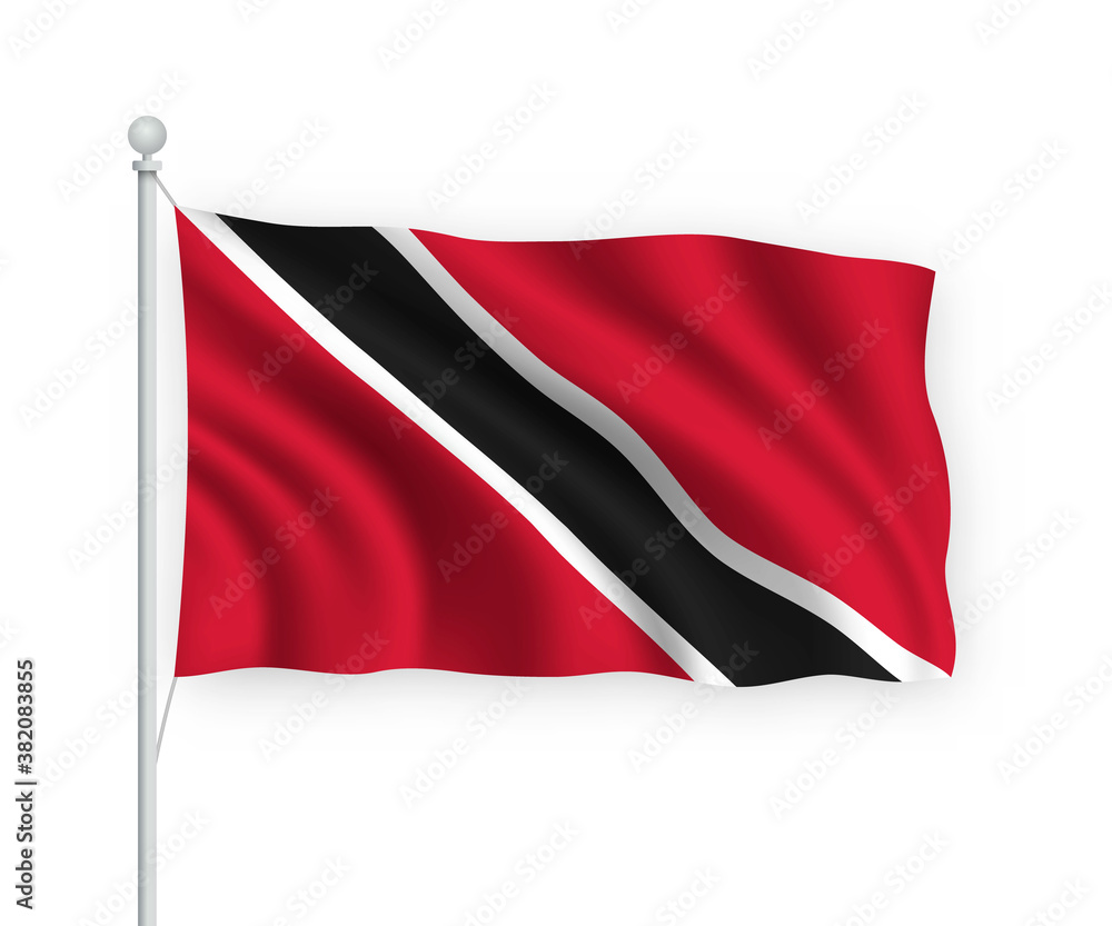 3d waving flag Trinidad and Tobago Isolated on white background.