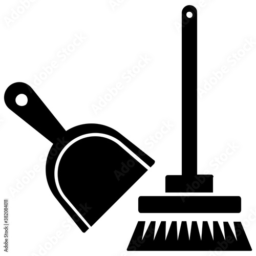 
Broom with dustpan, brooming tools 
