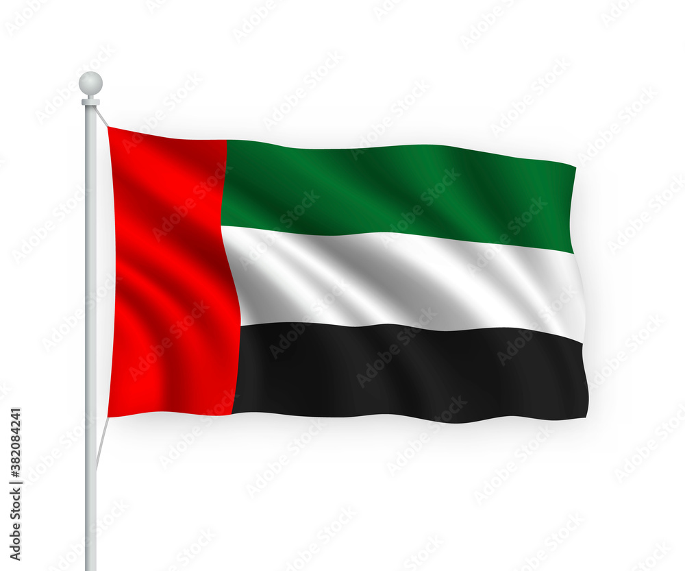 3d waving flag United Arab Emirates Isolated on white background. 3d waving flag United Arab Emirates Isolated on white background.