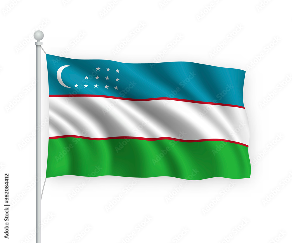 3d waving flag Uzbekistan Isolated on white background. 3d waving flag Uzbekistan Isolated on white background.