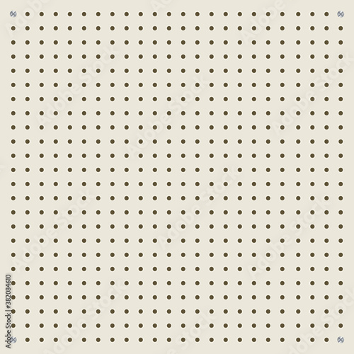 Peg board perforated texture background material with round holes pattern board vector illustration. Wall structure for working tools.