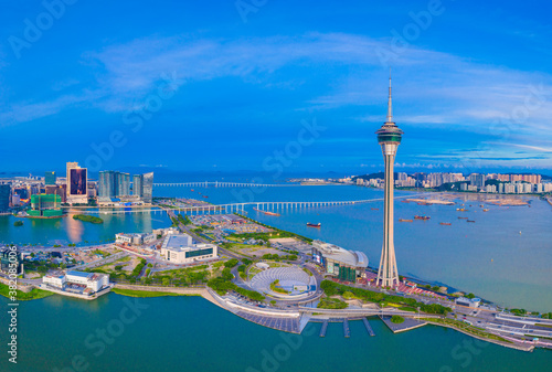 Aerial photographs of the coastal scenery of the Macao Special Administrative Region of China