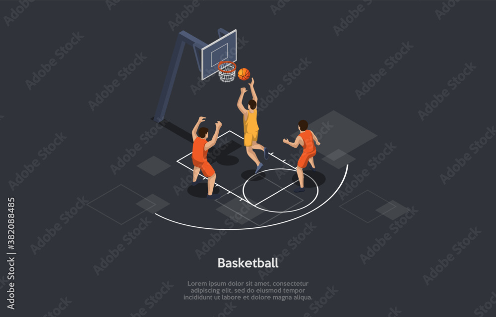 Basketball, Sport Activity Concept. Teams Opposing One Another On A