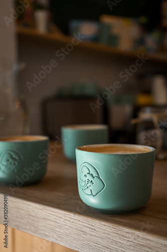 Vertical shot of cups of coffee