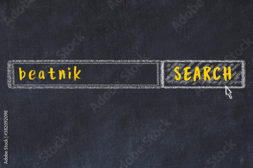 Chalk sketch of browser window with search form and inscription beatnik photo