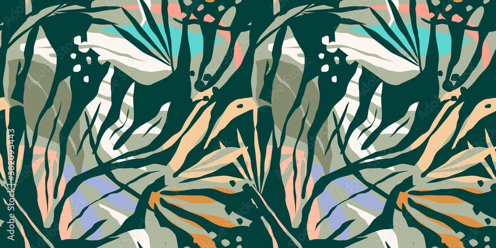 Artistic seamless pattern with abstract leaves. Modern design Artistic seamless pattern with abstract leaves. Modern design