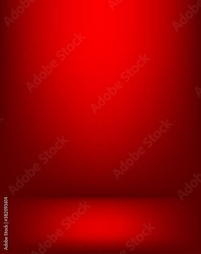 Empty red color studio room luxury background. Abstract gradient