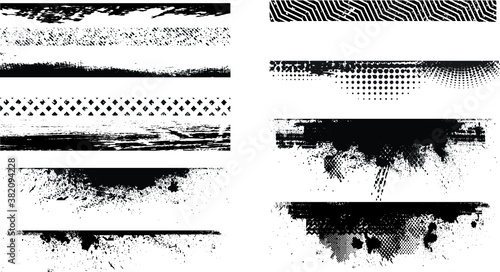 Grunge Paint Roller . Vector brush Stroke . Distressed banner . Black stripes isolated. paintbrush collection . Modern Textured shape . Dry border in Black . Bulge lines