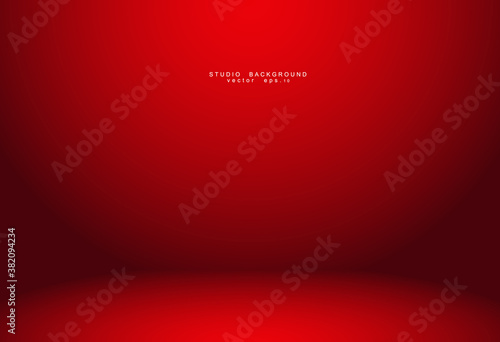 Empty red color studio room luxury background. Abstract gradient