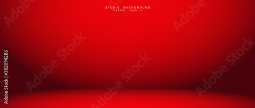 Empty red color studio room luxury background. Abstract gradient red, used as background for display products design web template, Vector illustration