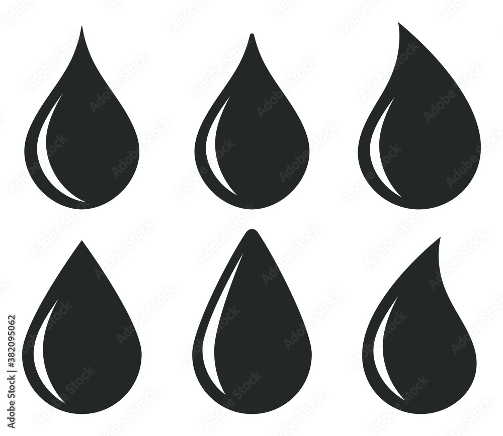 Water drop shape icon symbol set. Flat style outline. Vector ...