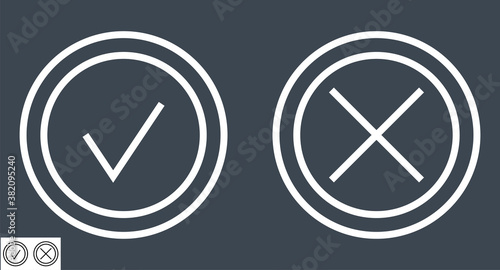 Check and Cross Mark Thin Line Vector Icon. Flat icon isolated on the black background. Editable EPS file. Vector illustration. Free Download Check and Cross Mark Thin Line Vector Icon. Flat icon isolated on the black background. Editable EPS file. Vector illustration. - GFXLoad
