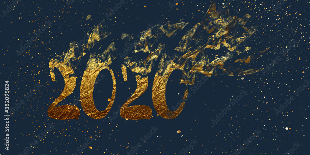 2020 se desvanece, con efecto humo. Concepto El año 2020 ha terminado