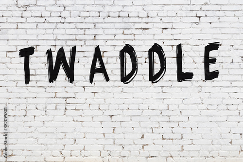 Vászonkép Inscription twaddle painted on white brick wall