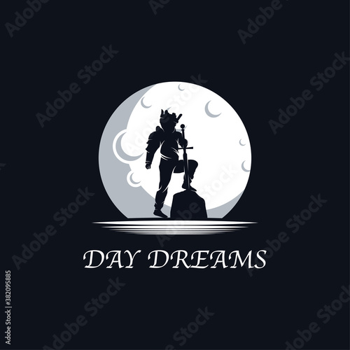 Kid dreams in the moon logo design template