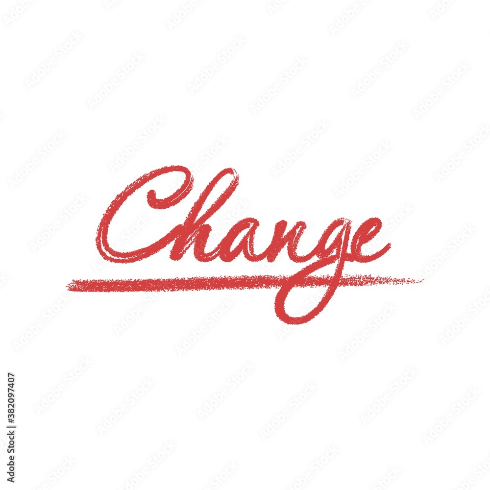 Change inscription. Imitation of a red pencil with underlining. Vector icon isolated on white background. Change inscription. Imitation of a red pencil with underlining. Vector icon isolated on white background.