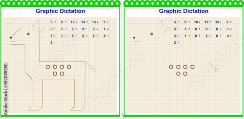 Draw a picture on the arrows. Cartoon graphic deer. Worksheet for children