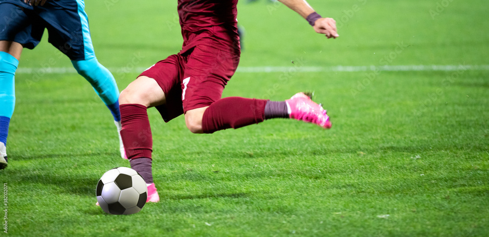 banner of soccer game players fighting for football