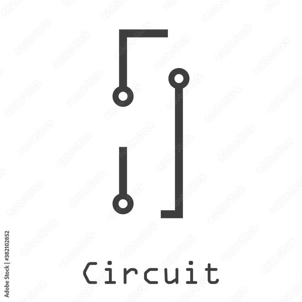 Logotipo abstracto letra inicial I lineal como circuito electrónico en color gris Logotipo abstracto letra inicial I lineal como circuito electrónico en color gris