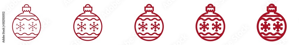 Christmas Balls Snowflake Icon Red | Fir Tree Ball Illustration | Advent Symbol | Xmas Logo | December Decoration Sign | Isolated | Variations Christmas Balls Snowflake Icon Red | Fir Tree Ball Illustration | Advent Symbol | Xmas Logo | December Decoration Sign | Isolated | Variations