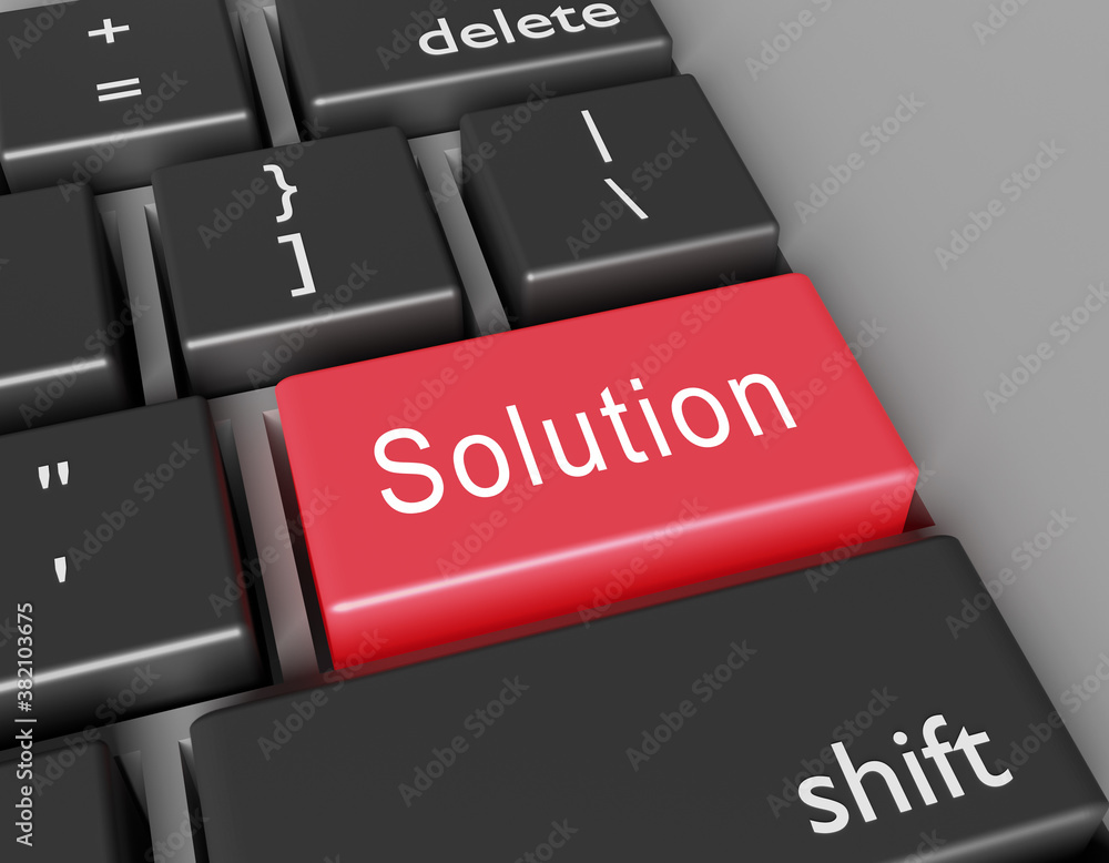 Fototapeta premium Solution concept. Word Solution on button of computer keyboard