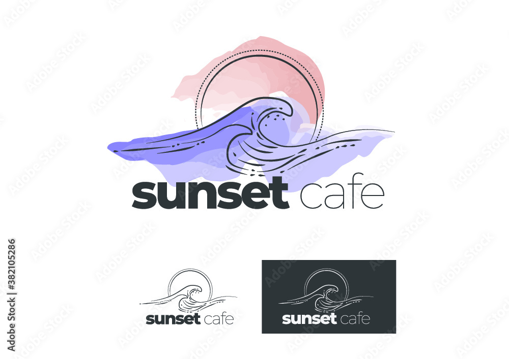 abstract logo design sea and sunset abstract logo design sea and sunset