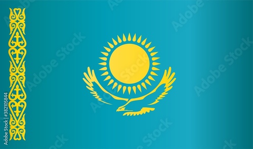 Flag of Kazakhstan, Republic of Kazakhstan. Bright, colorful vector illustration.