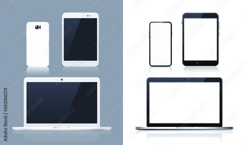 Technological Gadgets on Dark and White Background . Isolated Vector Elements Technological Gadgets on Dark and White Background . Isolated Vector Elements