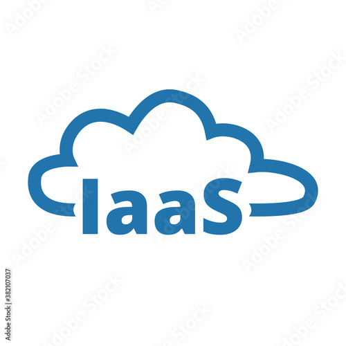 Infractructure as a service. IaaS technology icon, logo. Packaged software, decentralized application, cloud computing. Gear wheels. Application service. Vector illustration.