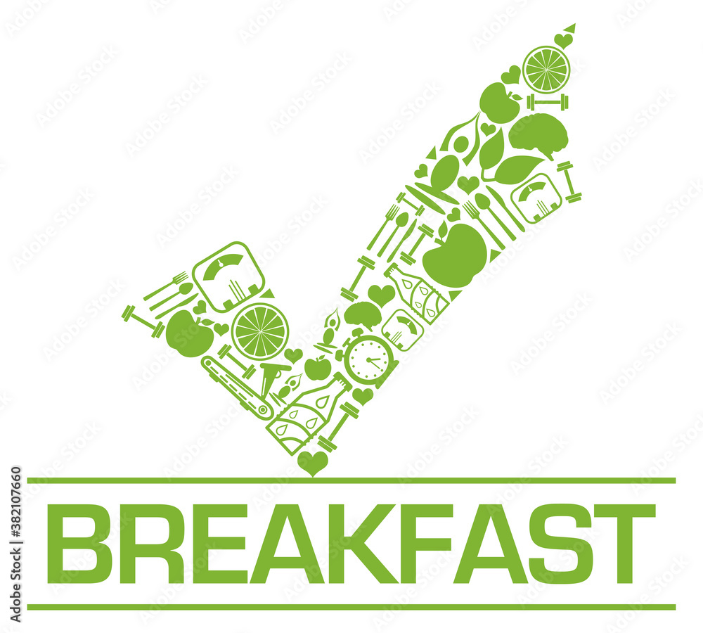Breakfast Green Health Symbols Tick Mark On Top Breakfast Green Health Symbols Tick Mark On Top