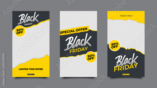 Black Friday editable Stories template design. Design for social media.