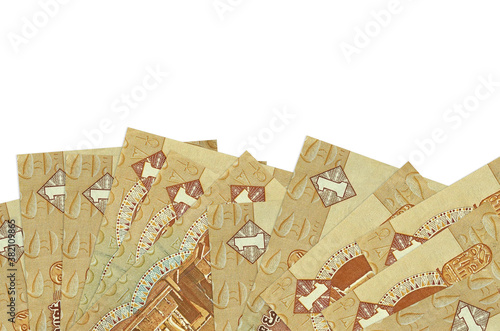 1 Egyptian pound bills lies on bottom side of screen isolated on white background with copy space. Background banner template photo