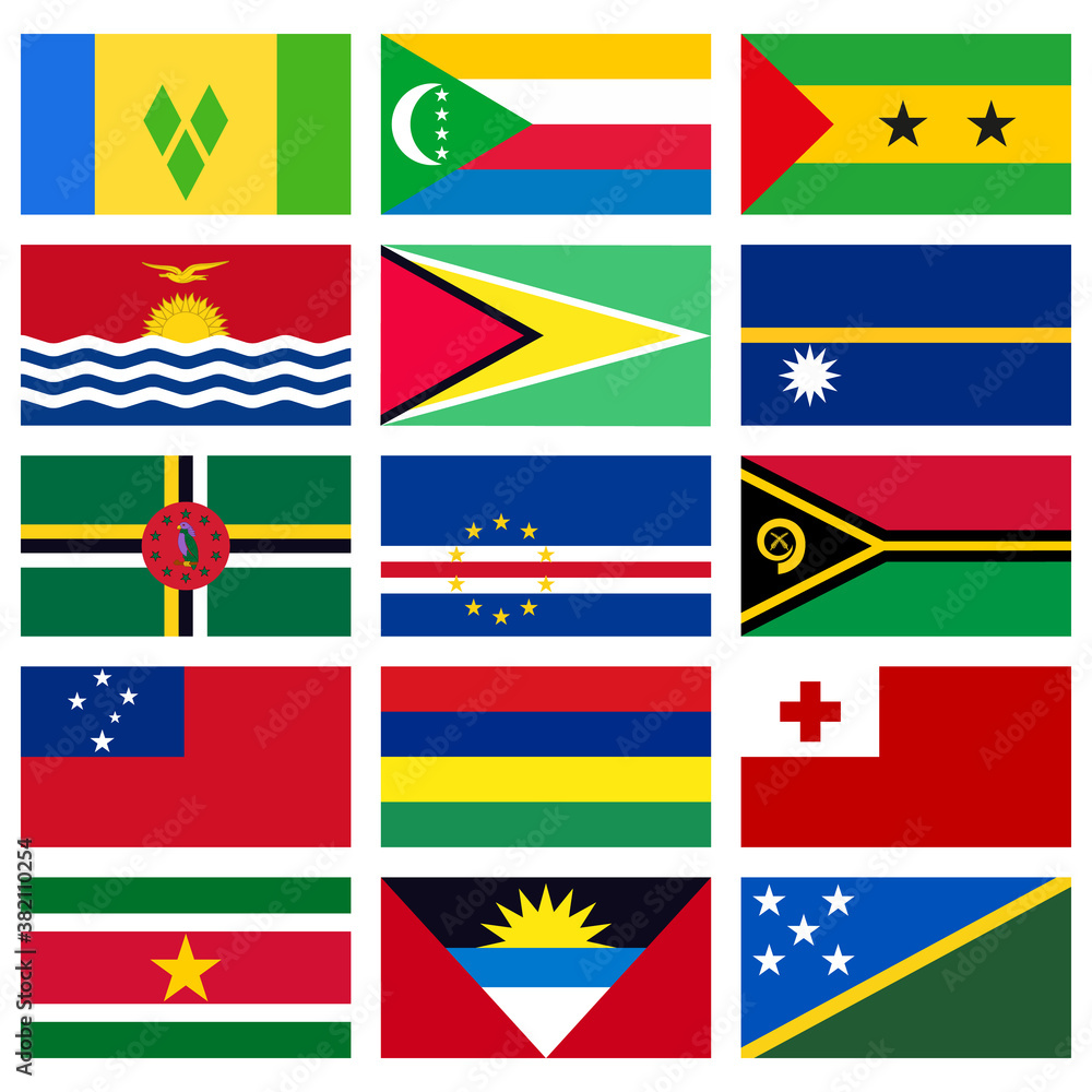 World flags set. 15 detailed flags of countries with a population of ...