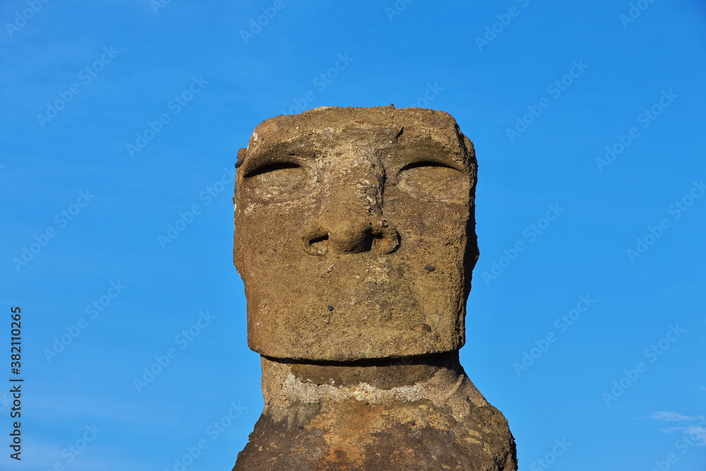 Rapa Nui. The statue Moai in Hanga Kioe on Easter Island, Chile