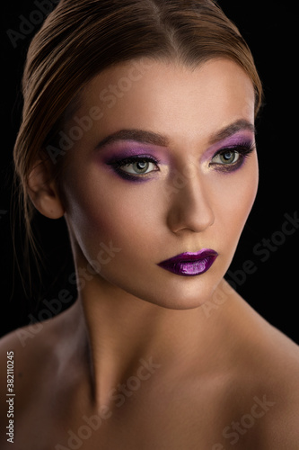 Portrait of a beautiful sexy girl with skillful makeup