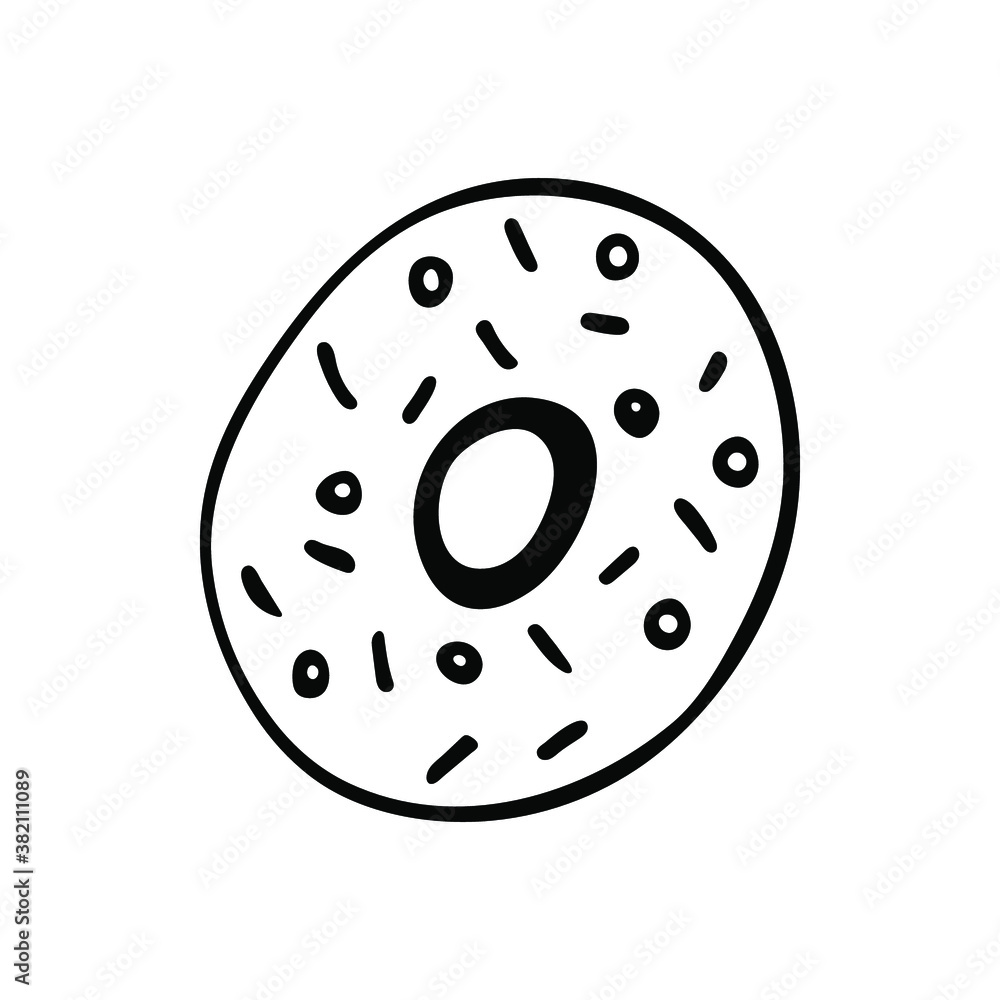 Hand drawn doodle donut. Sweets and pastries on a white background. Vector illustration. Hand drawn doodle donut. Sweets and pastries on a white background. Vector illustration.