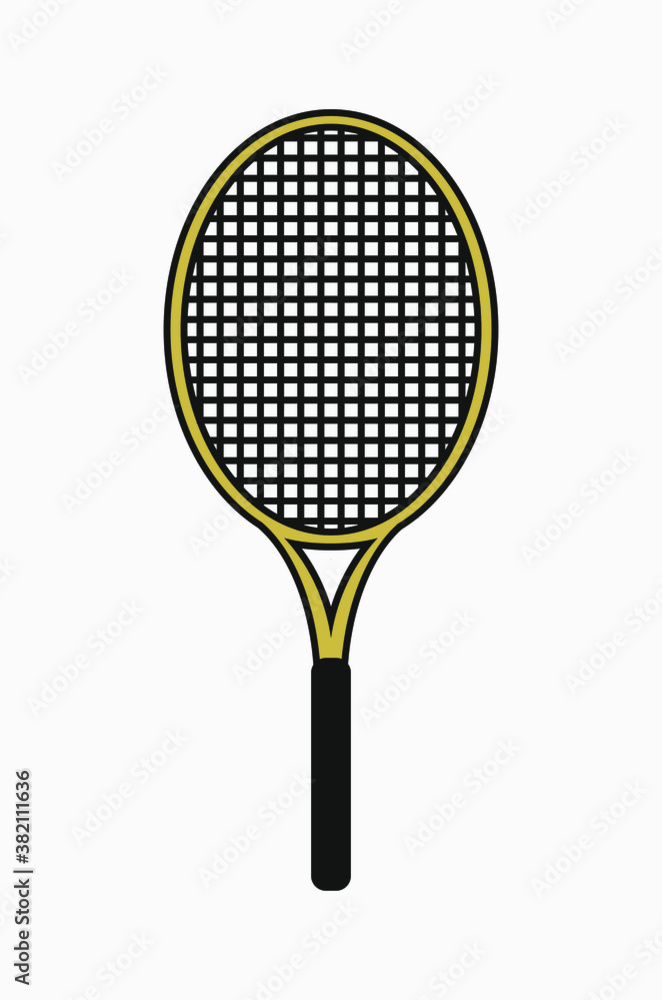 Outline vector illustration of a tennis racket on a white background. A simple graphic design of a tennis racquet. Outline vector illustration of a tennis racket on a white background. A simple graphic design of a tennis racquet.