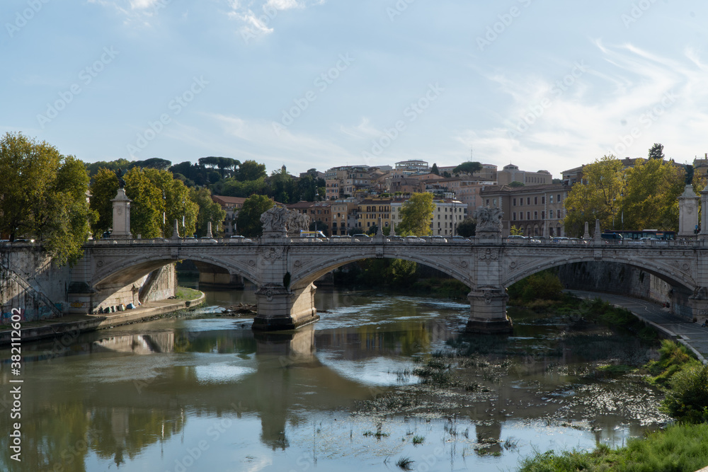 ROME, ITALY - 29 SEPTEMBER 2020: Photo of the Tiber River Bridge.