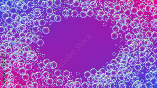 Swimming pool background with soap bubbles and foam.