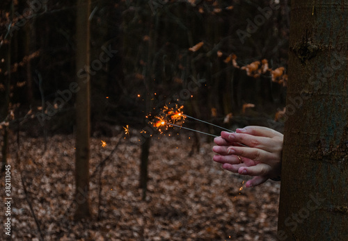 sparklers in the hands