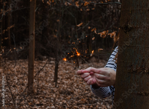 sparklers in the hands