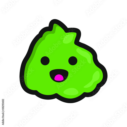 An outline vector illustration of cute wasabi with a face on white background.